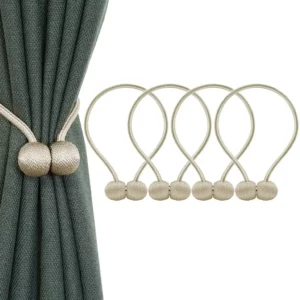 Magnetic Curtain Buckle Magnetic Curtain Tiebacks Convenient Drape Tie European Style Decorative Weave Rope Curtain Rings & Buckles Holder for Window Sheer Blackout Draperies, Parday