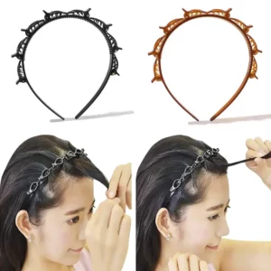 Hair Band Hair Accessories Hair Hoop Fashion Double Layer Band Twist Plait Clip Front Hair Clips Headband