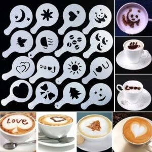 16 Sheets Reusable Cappuccino Coffee Barista Stencils Template, Cappuccino Coffee Decorating Stencil Shapes Mold