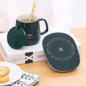 Ceramic Coffee Cup With Heating Pad, Mug Warmer Mat