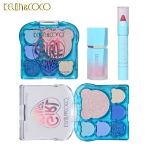 KEVIN & COCO 9-Color Blue Bear Eyeshadow Palette Lipstick Liquid And Blush 3in1